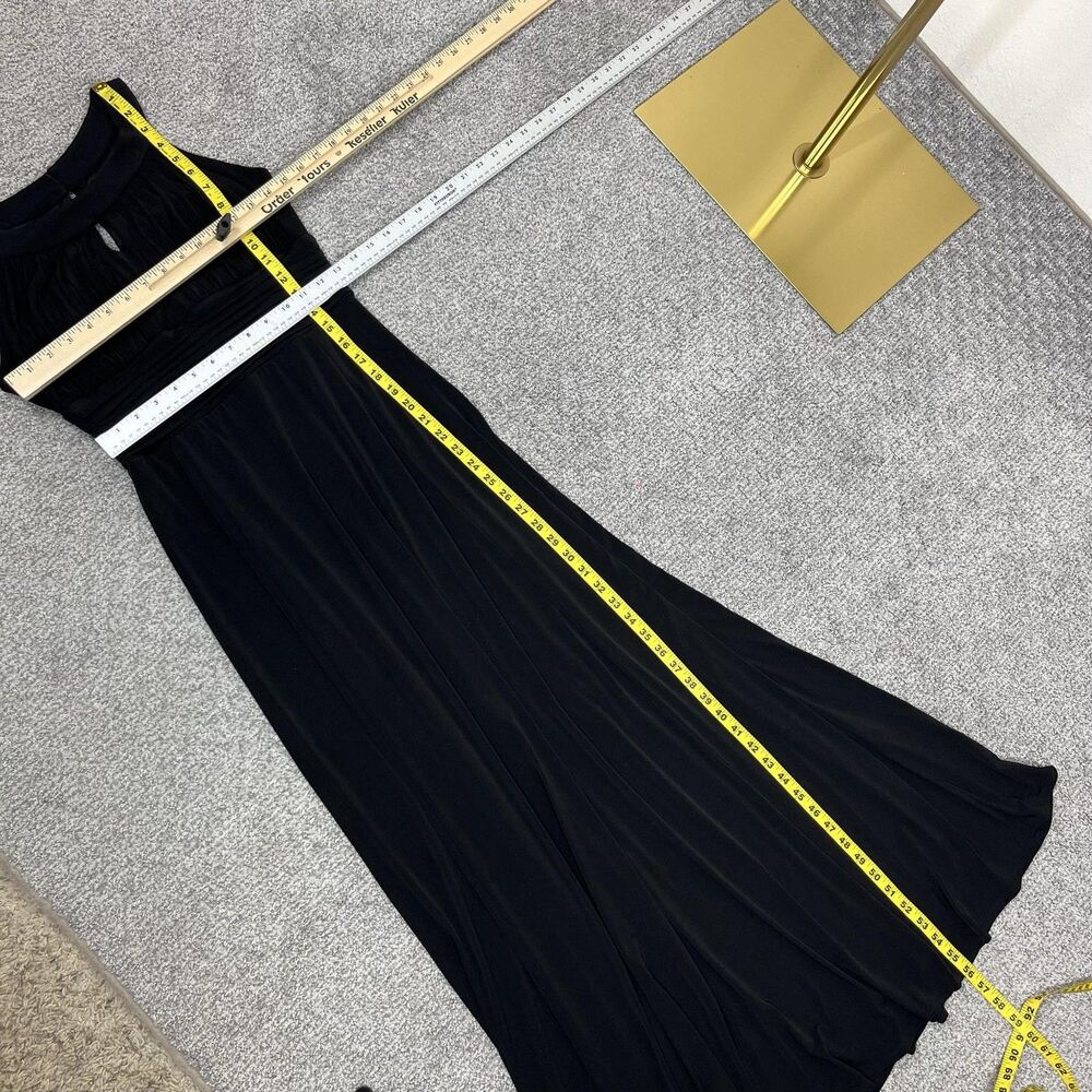 Sangria Midi Dress Womens 6 Black Halter Keyhole Pleated Gown Party Cocktail - Picture 9 of 10